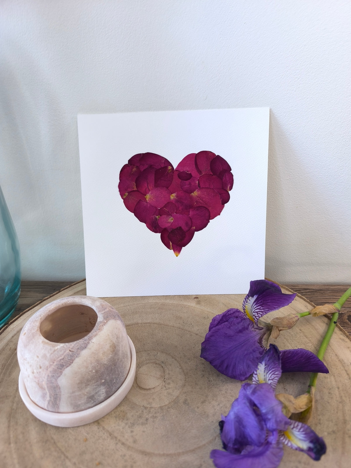 Herbier coeur de rose rouge