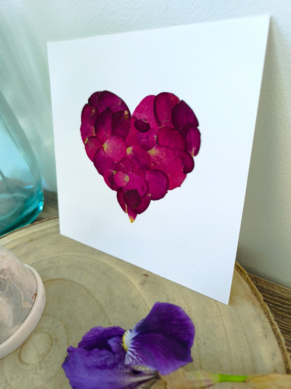 Herbier coeur de rose rouge