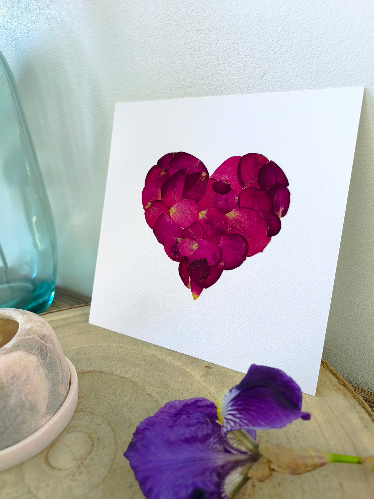 Herbier coeur de rose rouge