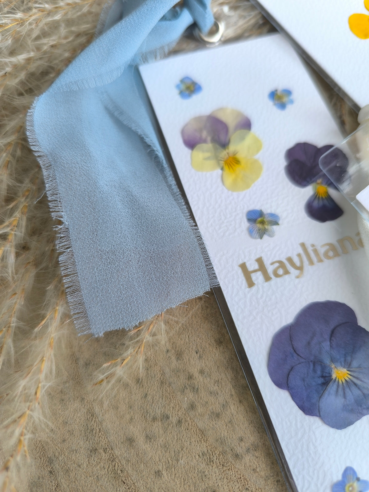 Marque page fleurs séchées personnalisé
