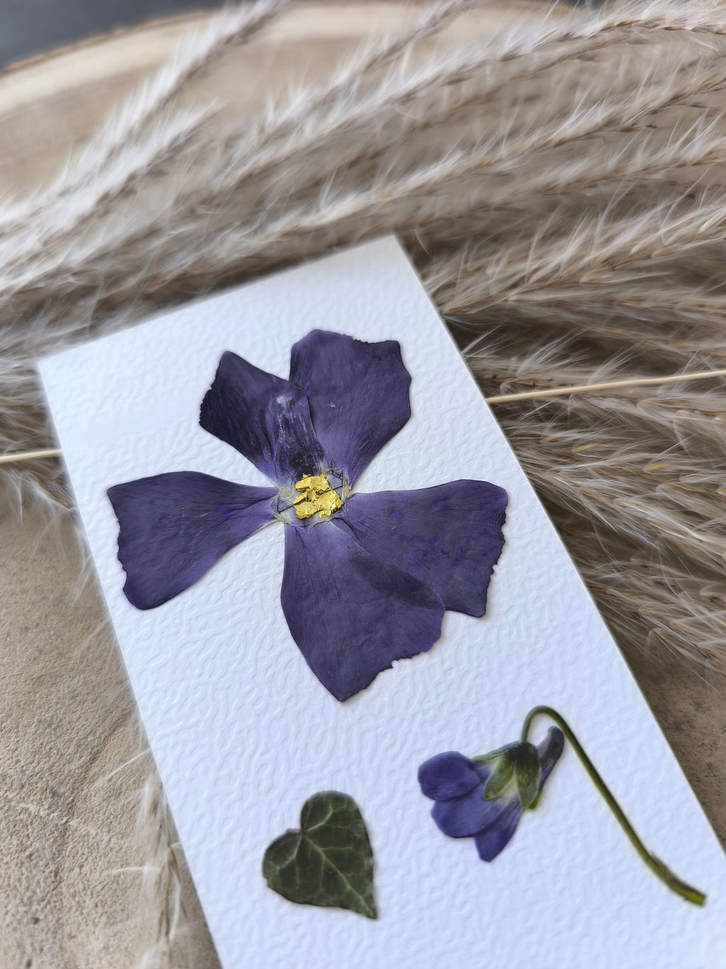 Marque page pervenche fleurs séchées