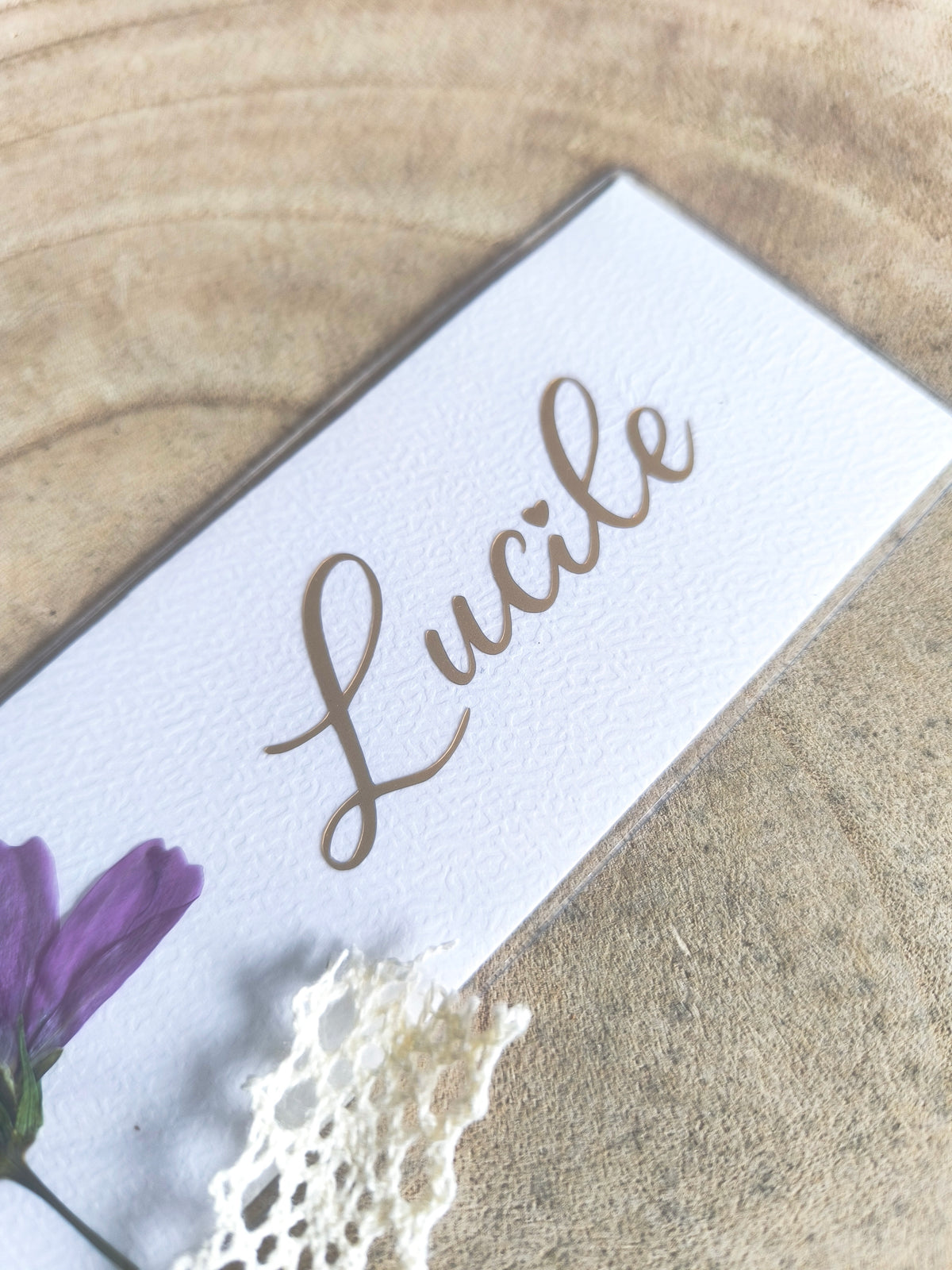Marque page prénom fleurs séchées