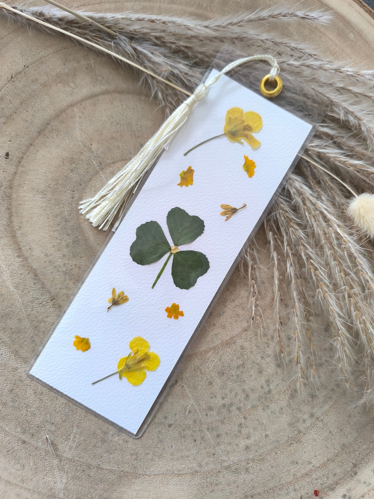 Marque page trefle fleurs séchées