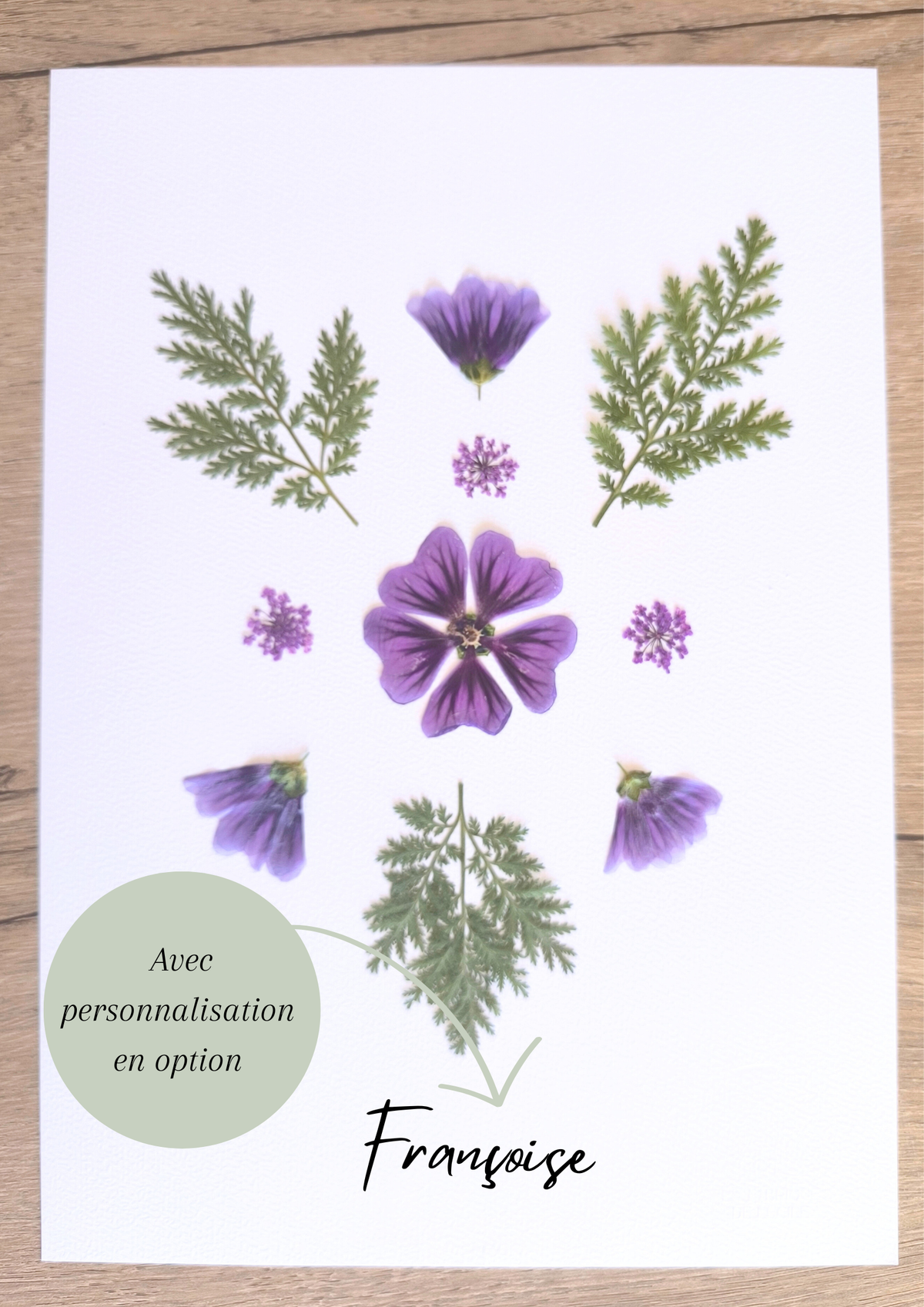 herbier cadre mauve fleurs séchées