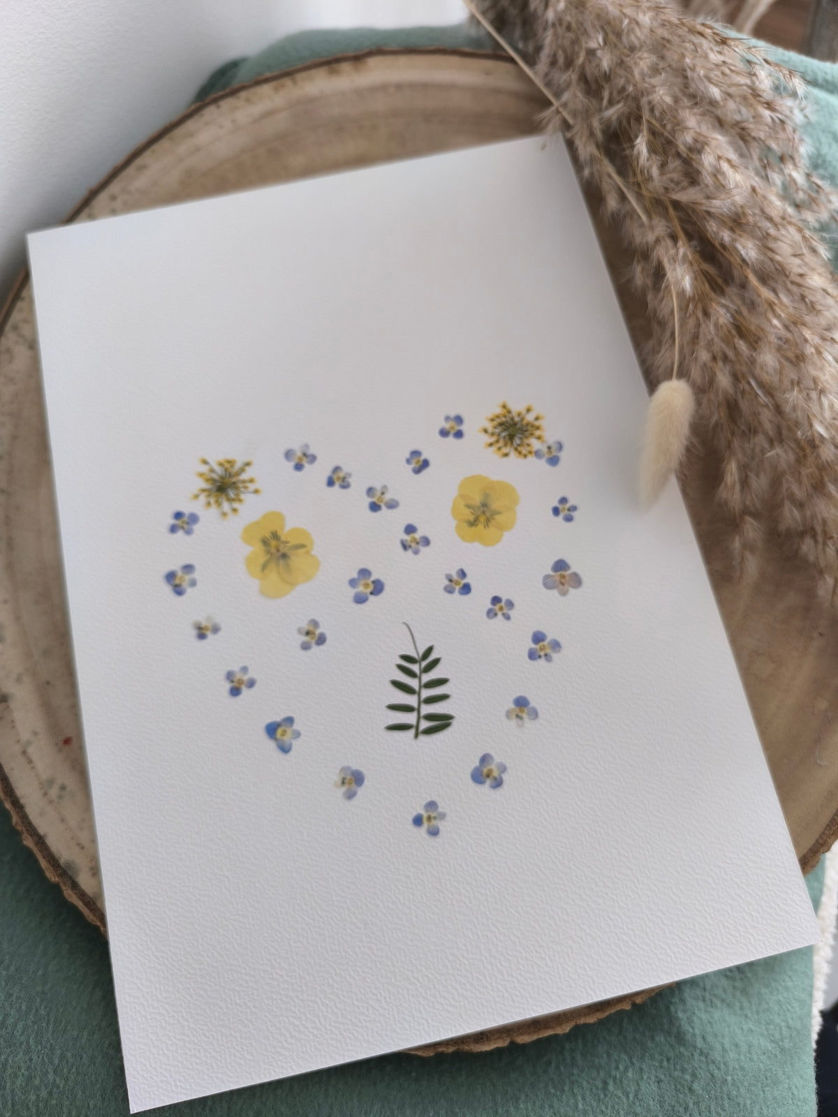 herbier coeur fleurs séchées