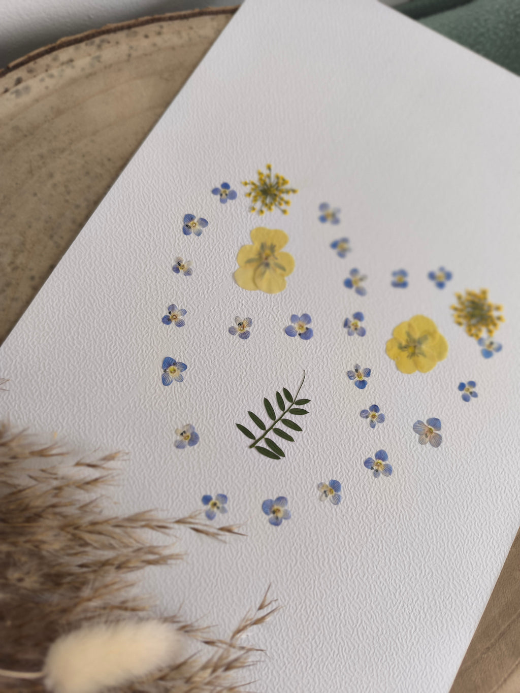 herbier coeur fleurs séchées