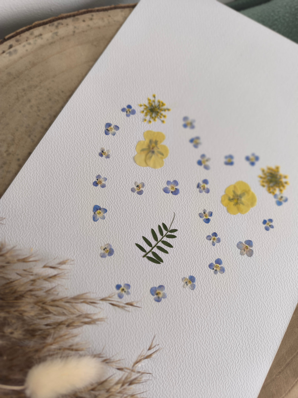 herbier coeur fleurs séchées