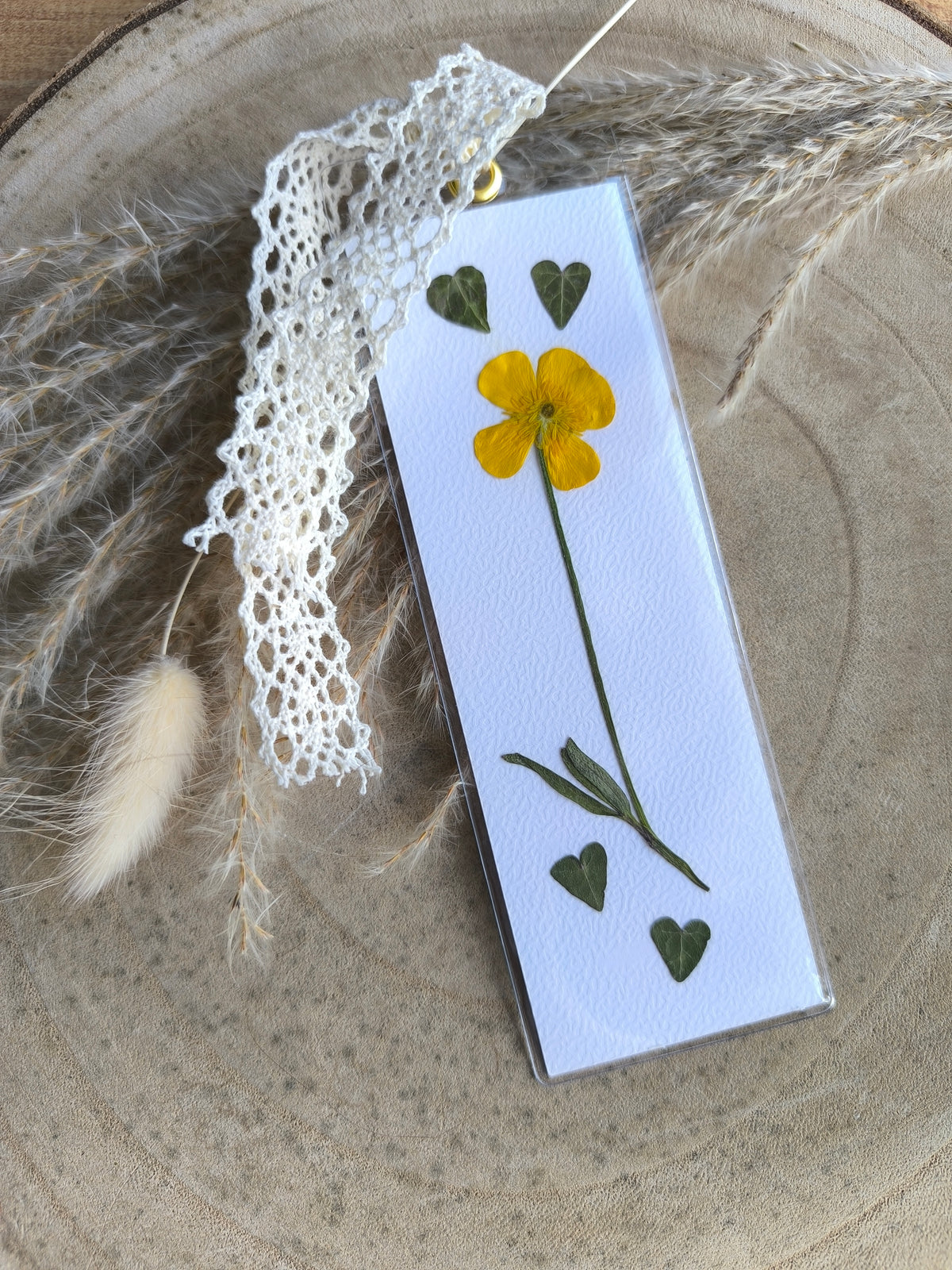 marque page bouton d'or fleurs