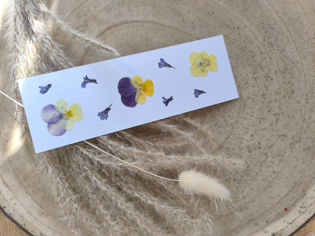 marque page pensées fleurs séchées