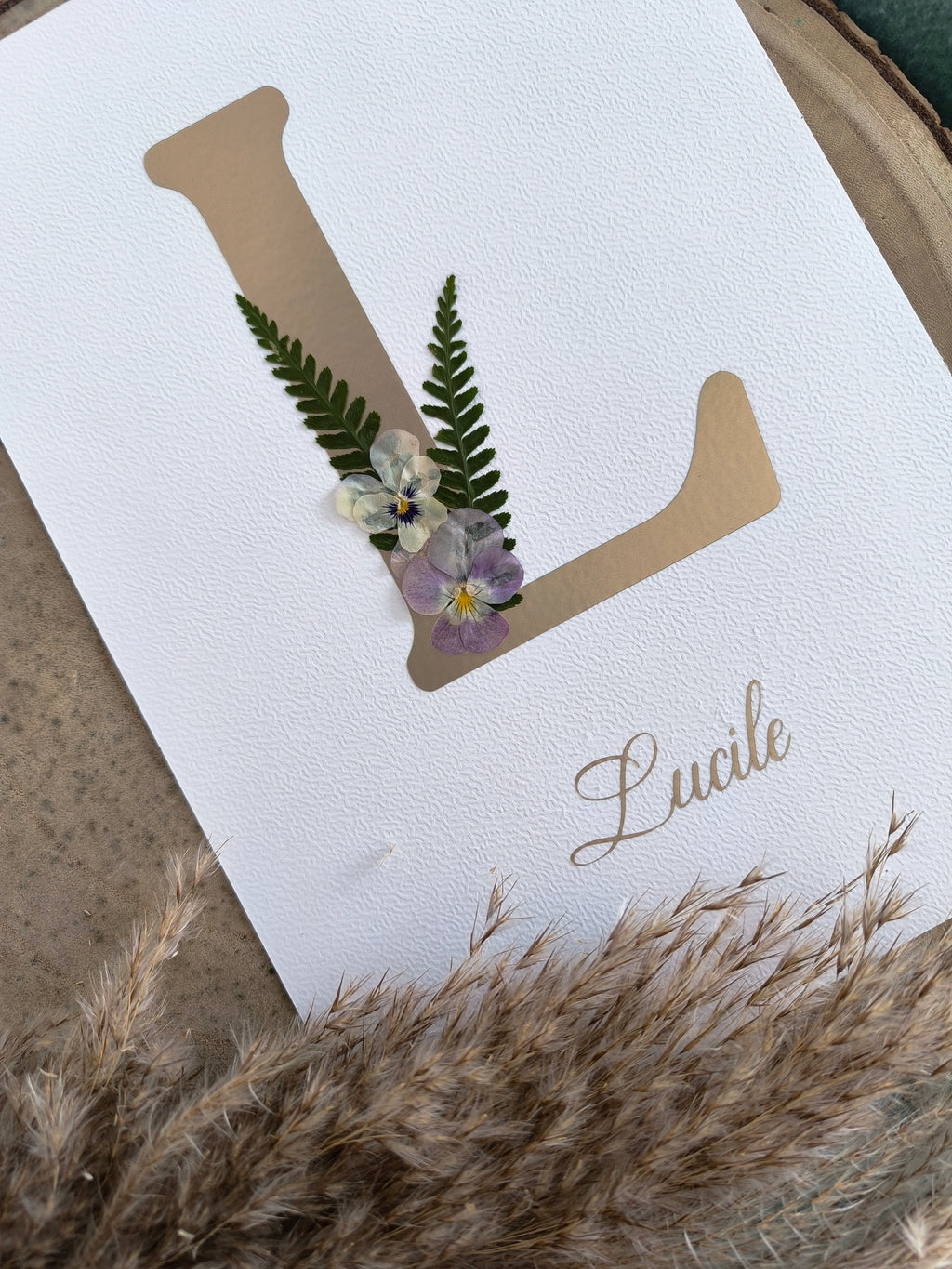 Lettre - Prénom - Personnalisable - Fleurs pressées