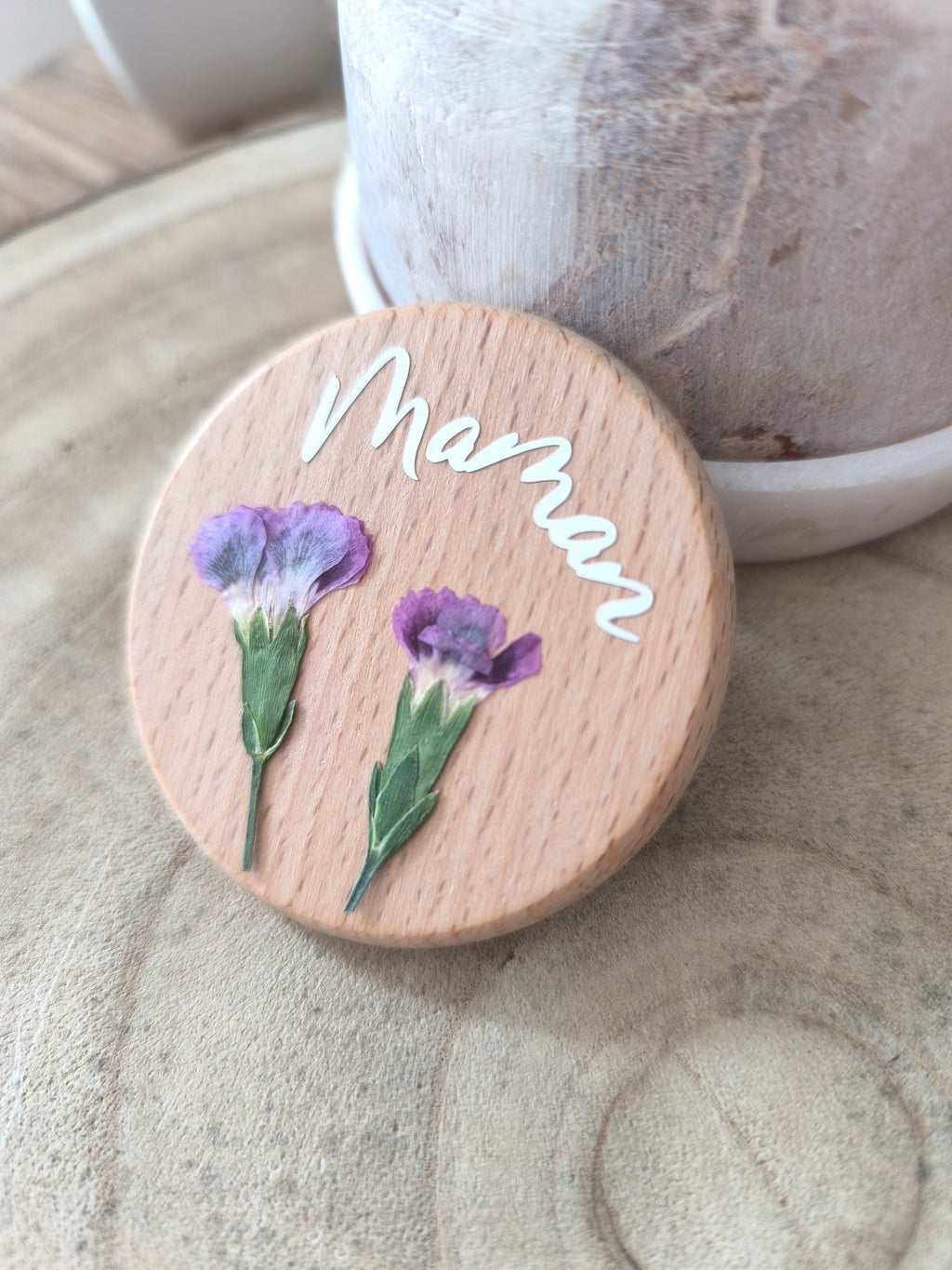 Magnets en bois "MAMAN"