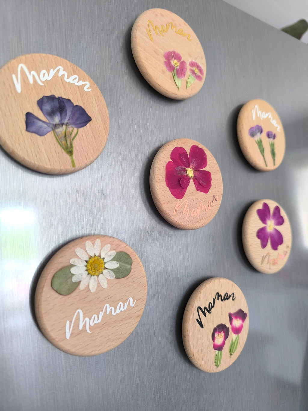 Magnets en bois "MAMAN"