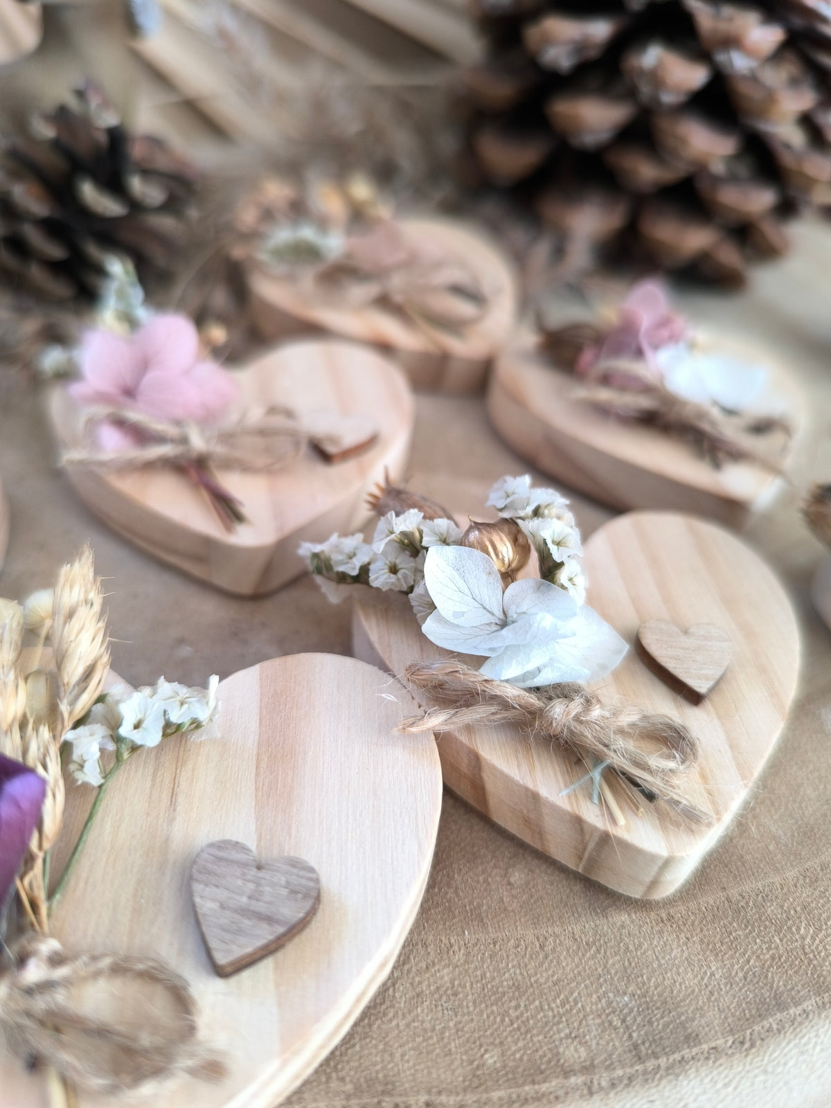 Magnet cœur et fleurs séchées