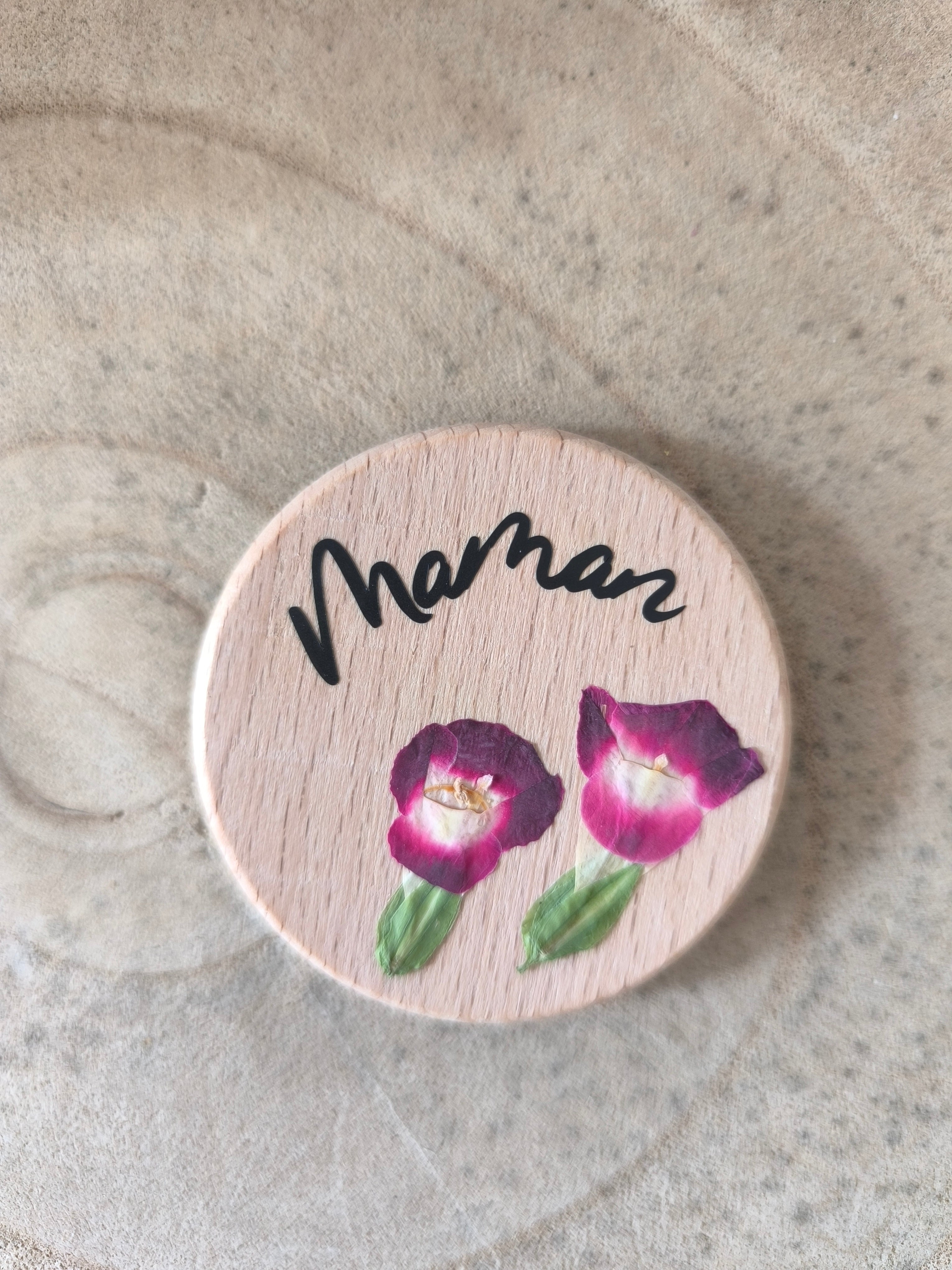 Magnets en bois "MAMAN"