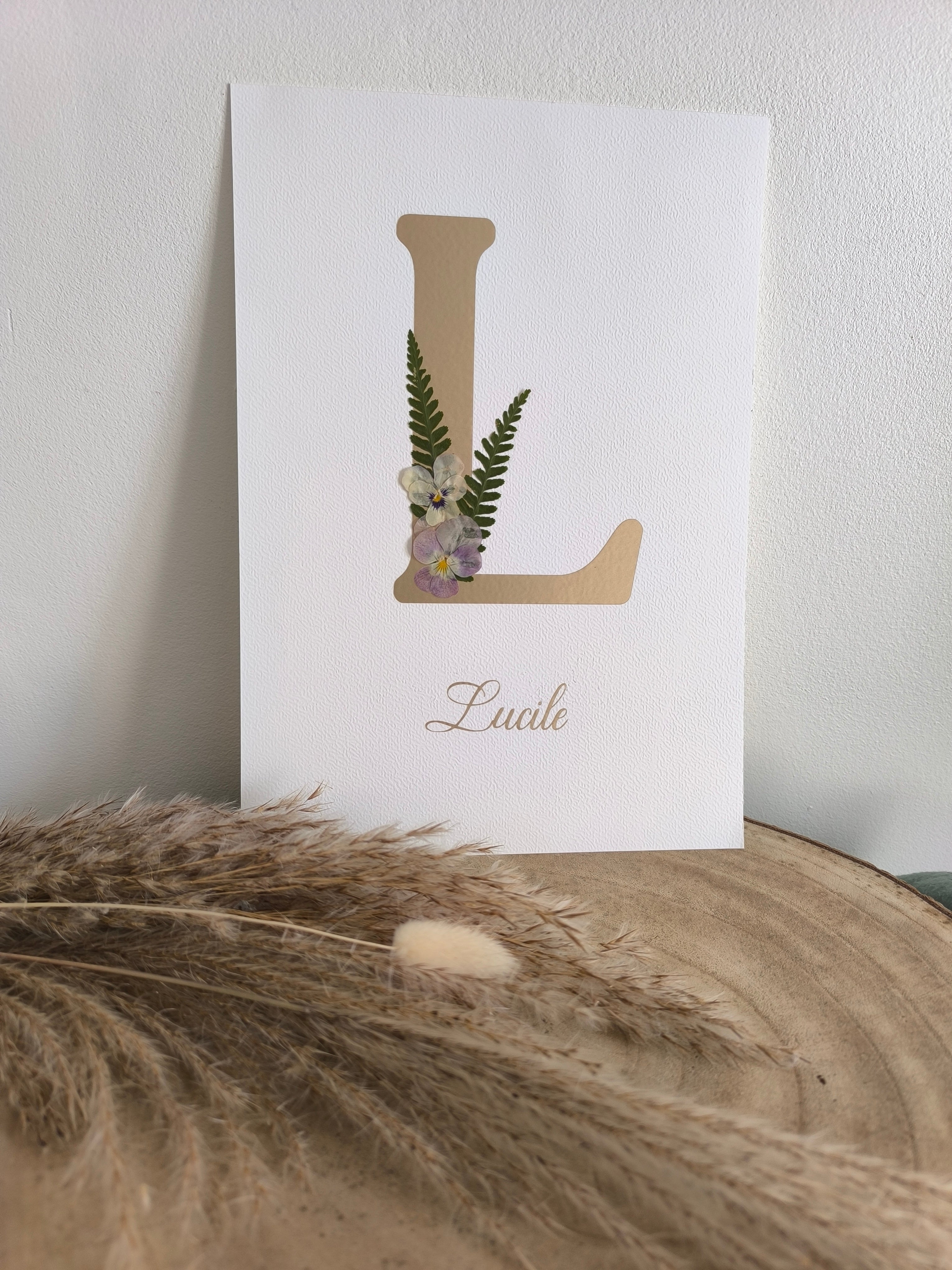 Lettre - Prénom - Personnalisable - Fleurs pressées