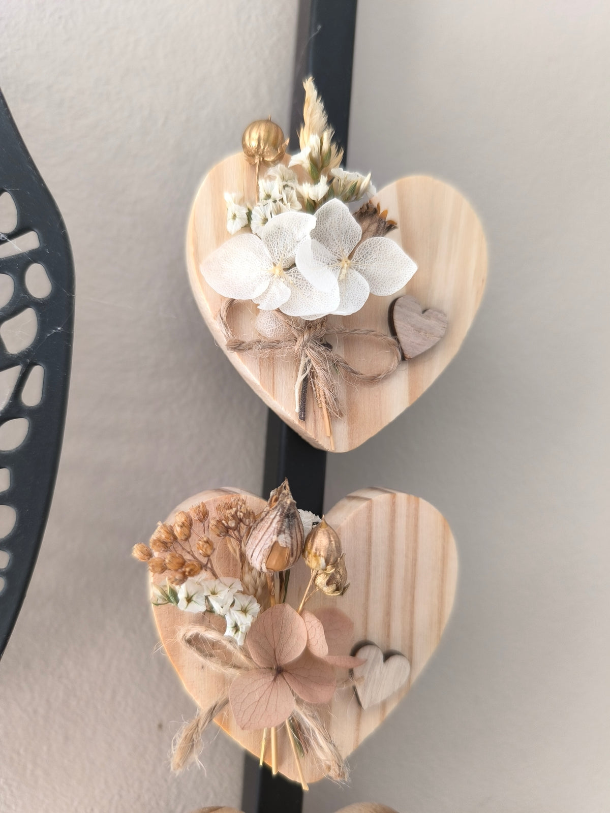 Magnet cœur et fleurs séchées