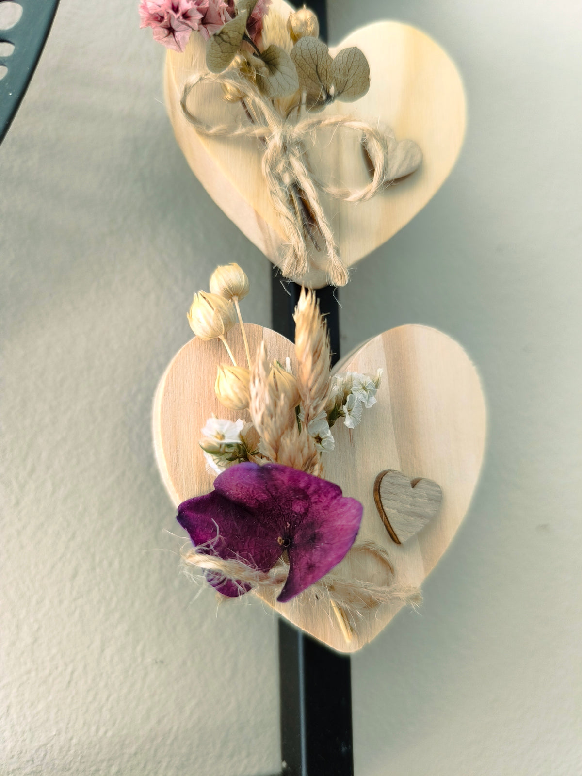 Magnet cœur et fleurs séchées