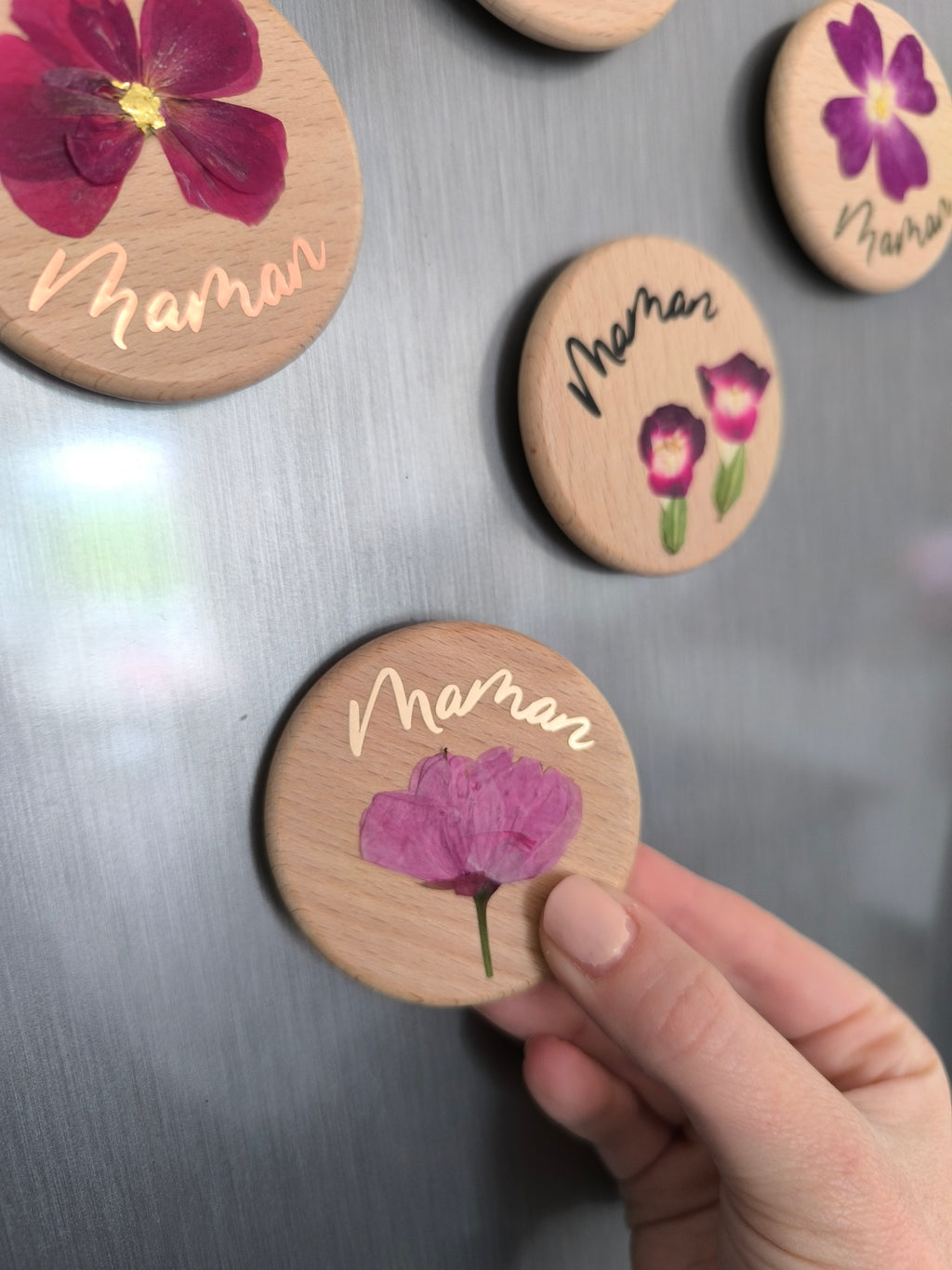 Magnets en bois "MAMAN"