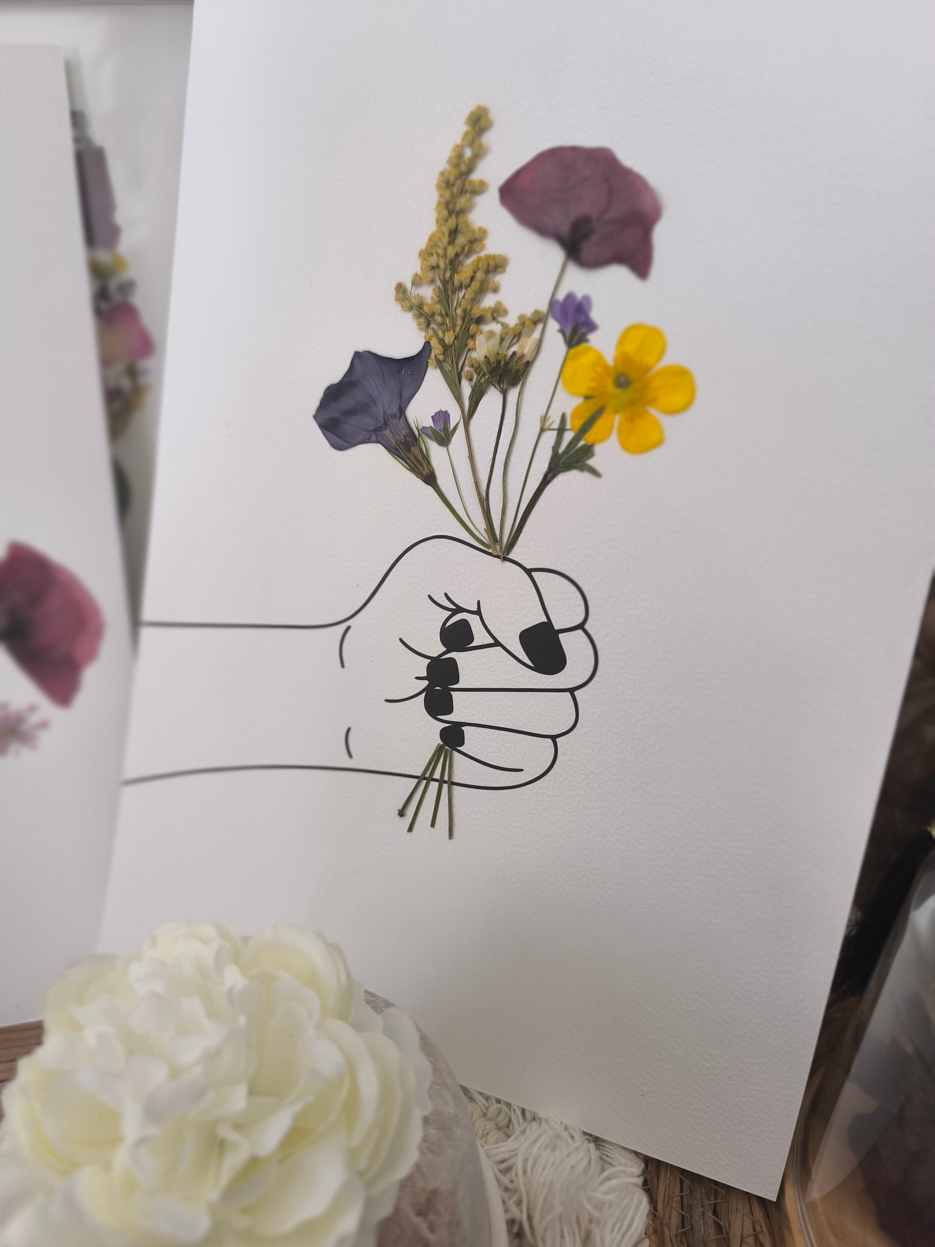 Herbier cadre bouquet de fleurs