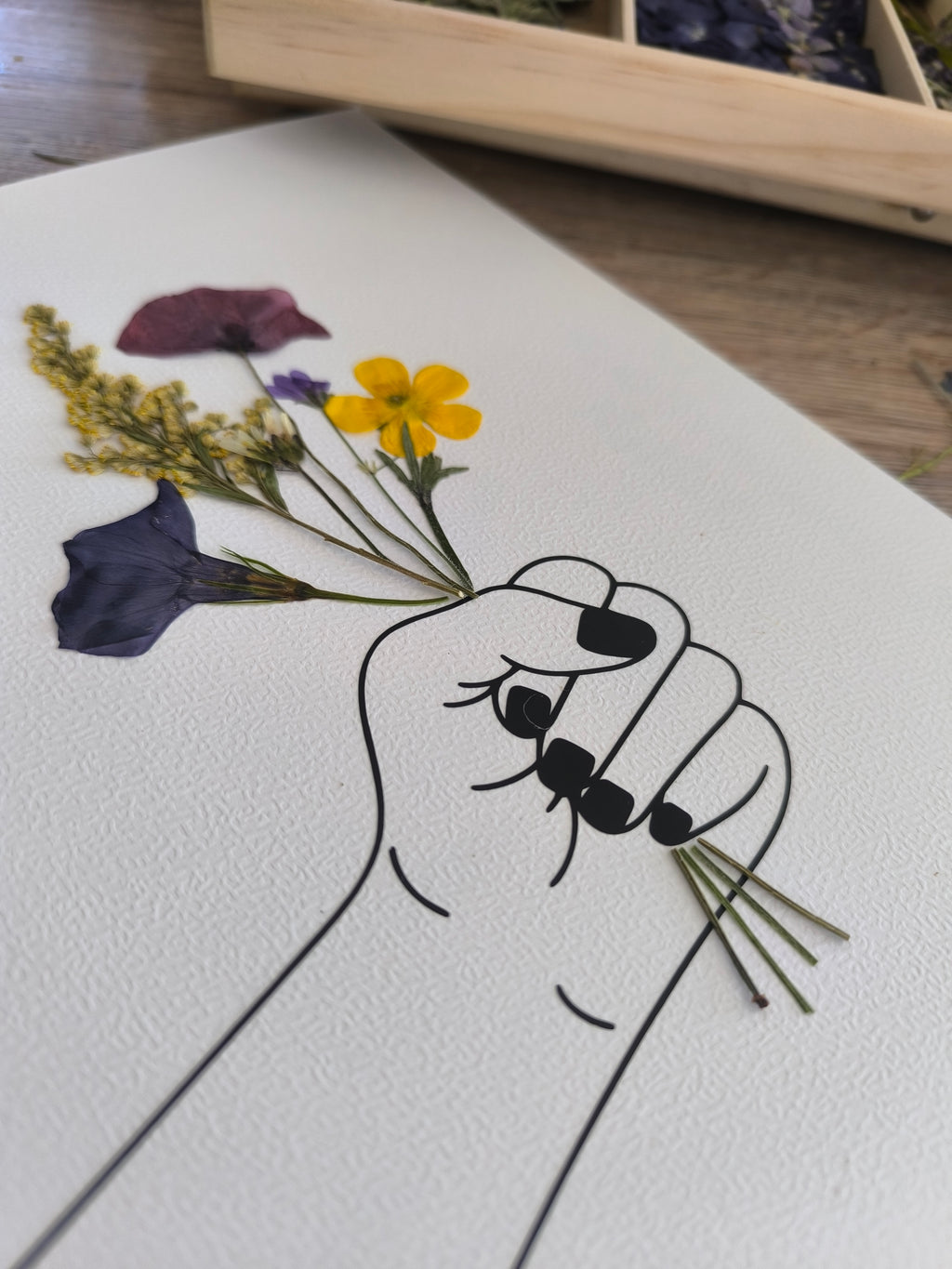 Herbier cadre bouquet de fleurs
