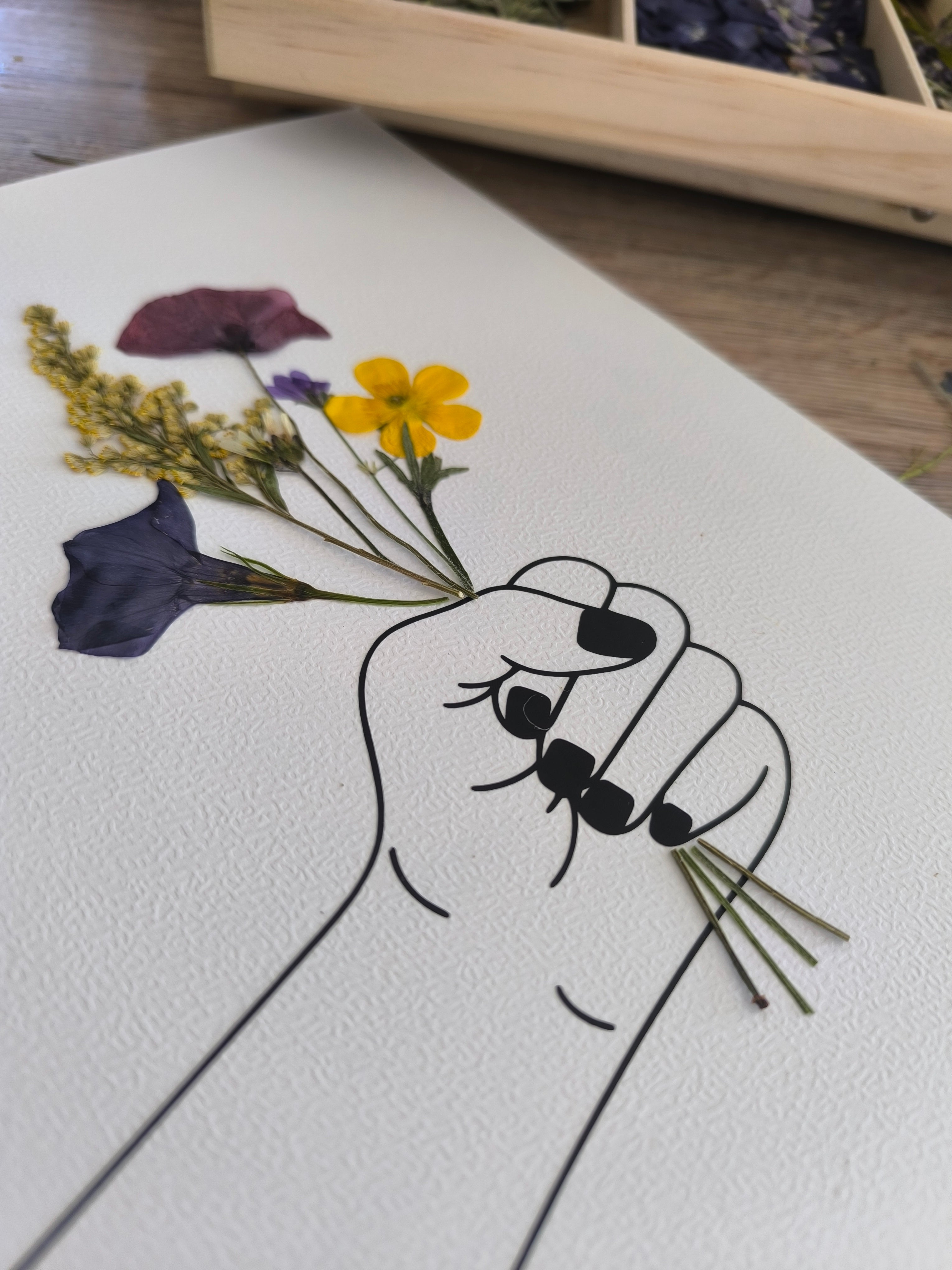 Herbier cadre bouquet de fleurs