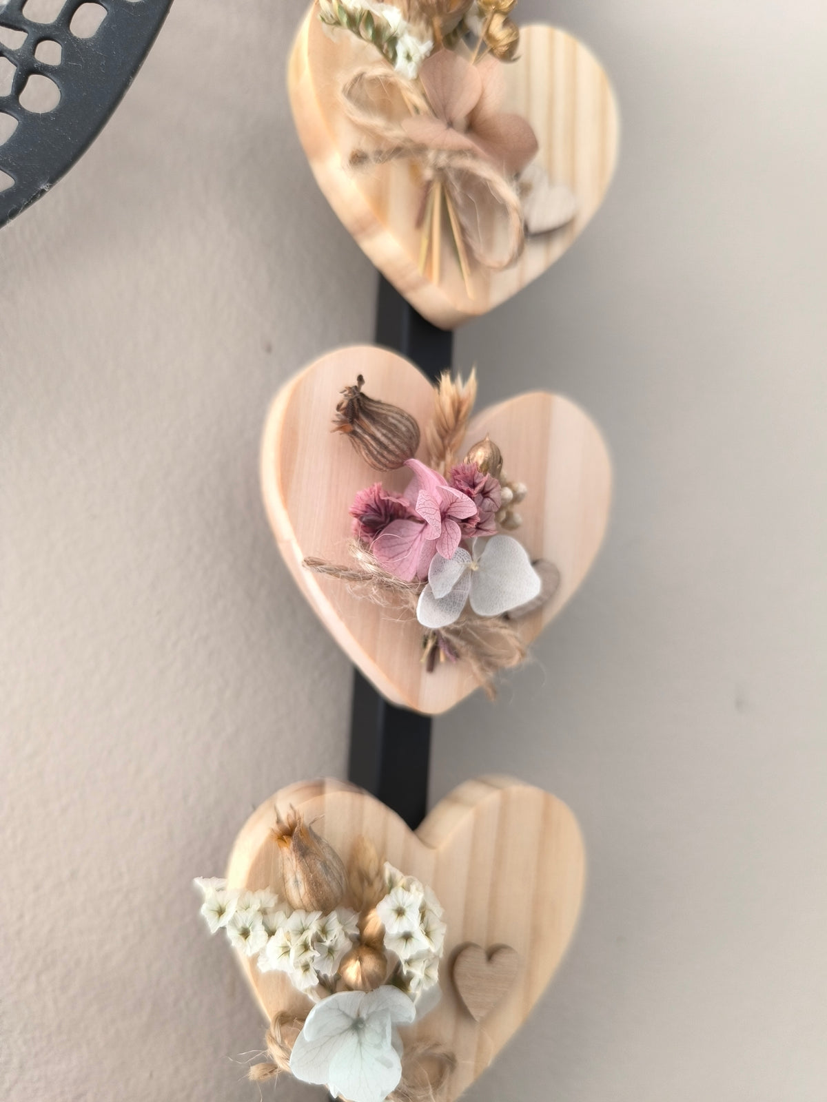 Magnet cœur et fleurs séchées