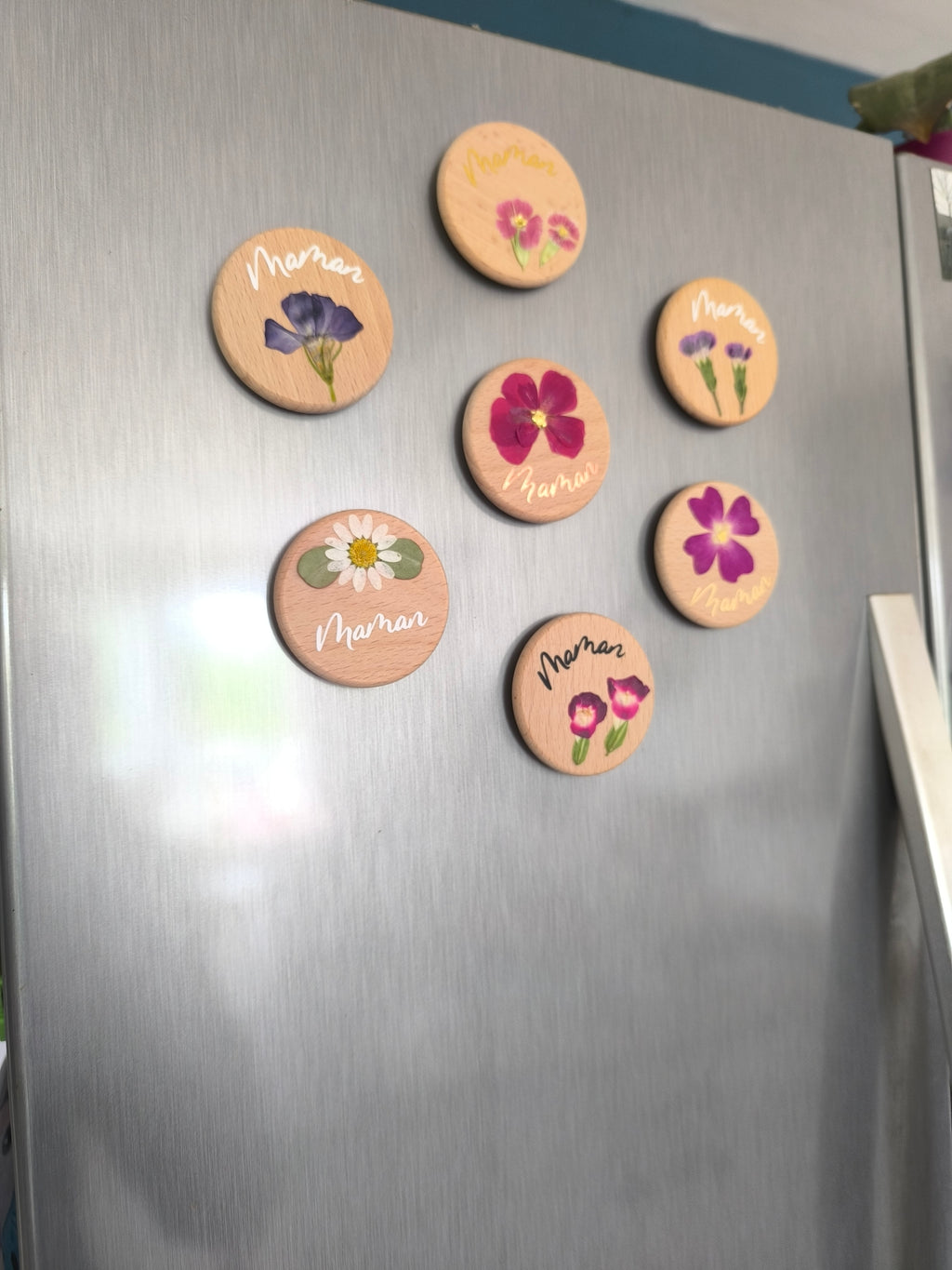 Magnets en bois "MAMAN"