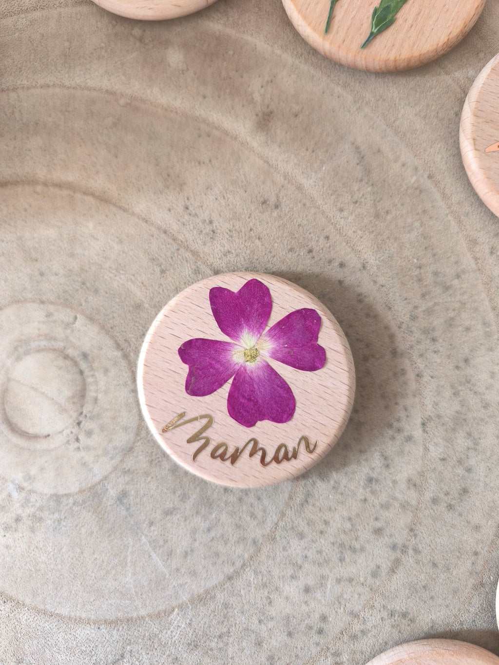 Magnets en bois "MAMAN"