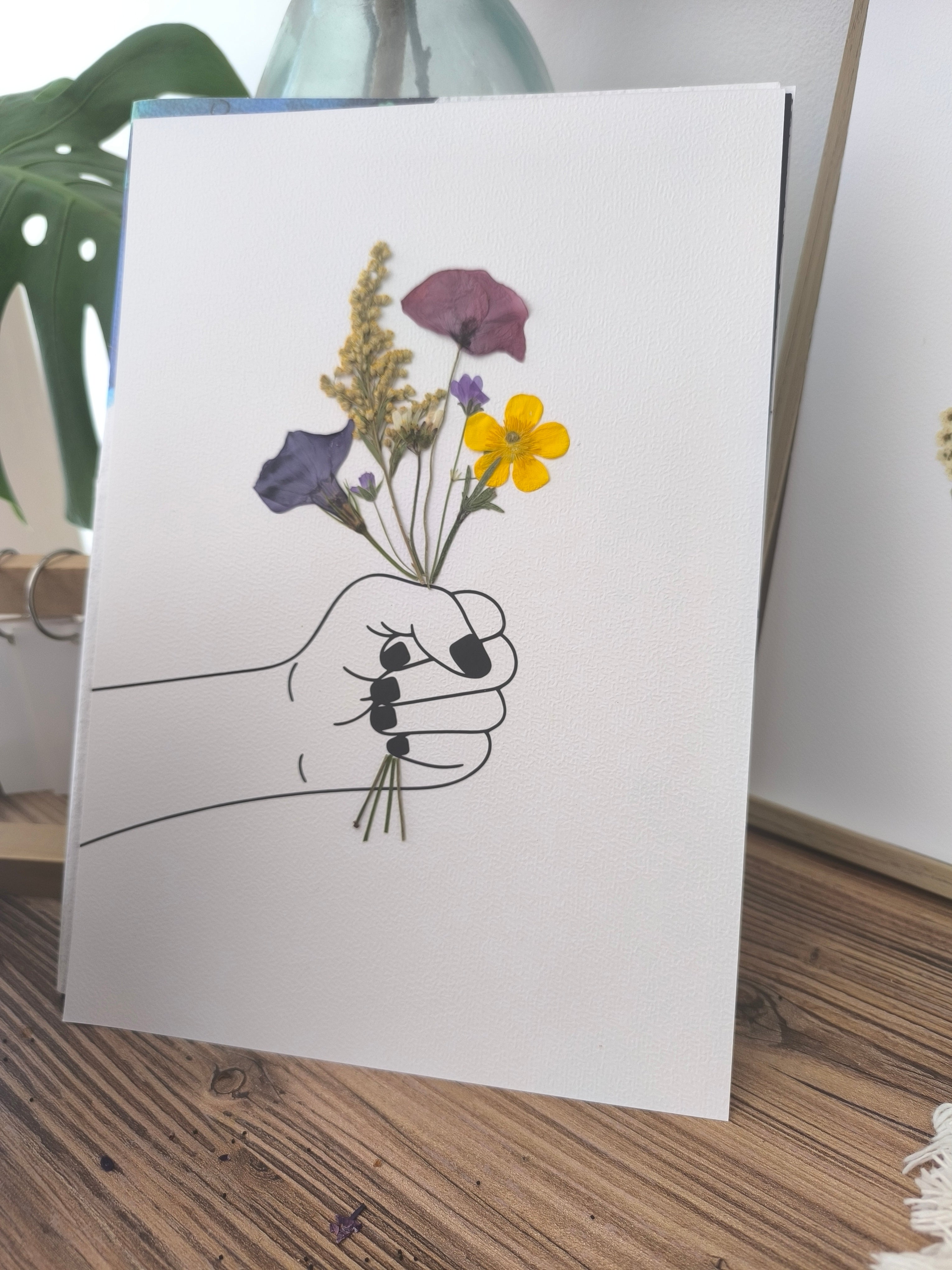 Herbier cadre bouquet de fleurs