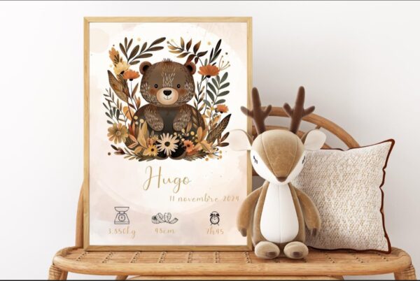 Affiche naissance Teddy bear