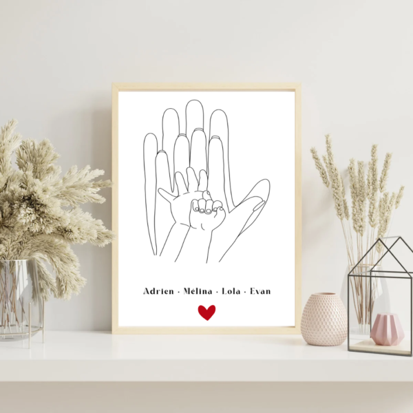 Affiche mains - PAPA MAMAN - Famille