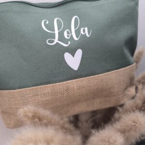 Pochette coton et jute prénom