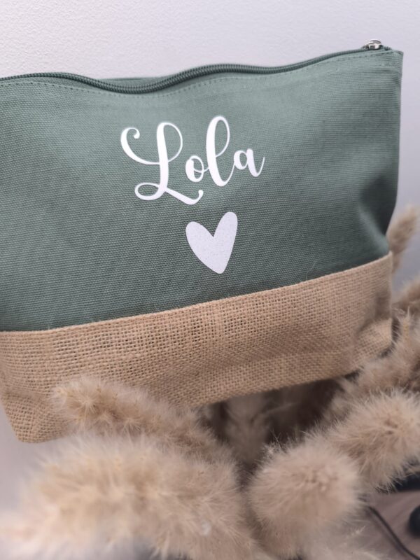 Pochette coton et jute prénom