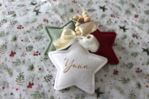 Etoile velours personnalisé pour le sapin de Noël - prénom ou phrase paillettés