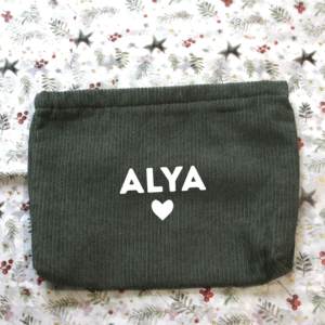 Pochette - velours vert kaki foncé